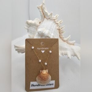 Handmade Gold and Cream Shell Necklace